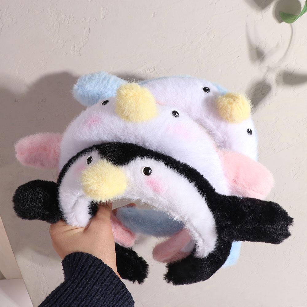 Hair Accessories Snotty Pig Cartoon Headband Non-slip Plush Doll Plush Hairband Headwear Sweet Penguin Hair Hoop Makeup