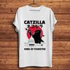 Vintage Catzilla Kaiju Black Cat Funny T Shirt Men,Casual Short Sleeve O-neck Tshirt,Unisex Str