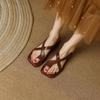 Women's Summer Sandals Luxury Elegant Artificial Leather Barefoot Shoes For Women 2024 Comfortable Outdoor Low Heels Flip Flops
