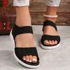 2025 Большой размер Новые однотонные эластичные слипоны Сандалии клинья с сеткой и открытым носком для женщин