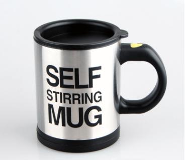 14oz 400ml Double Wall Stainless Steel Milk Cup With Lid Handle for Kids Adults Coffee Tumbler Auto Self Stirring Mug