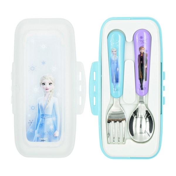 Lilpang Frozen 2 Spoon Fork + Two-tone Case Set, Mixed Colors, 1 Set