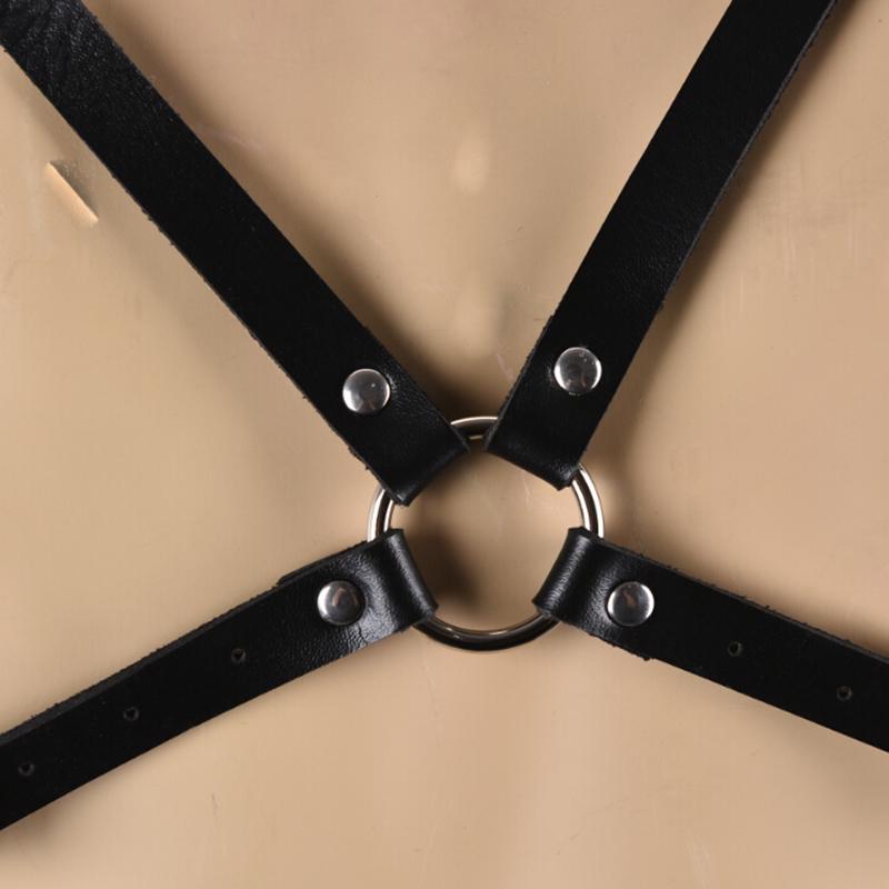 Men'S Faux Leather Chest Harness Buckles Bondage Clubwear Costume Black