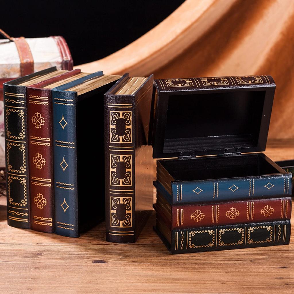 2 шт. Поддельная коробка для книг, винтажная упаковка для хранения книг, ювелирных изделий, украшения для учебных книг, деревянные антикварные классические декоративные поддельные книги (302)