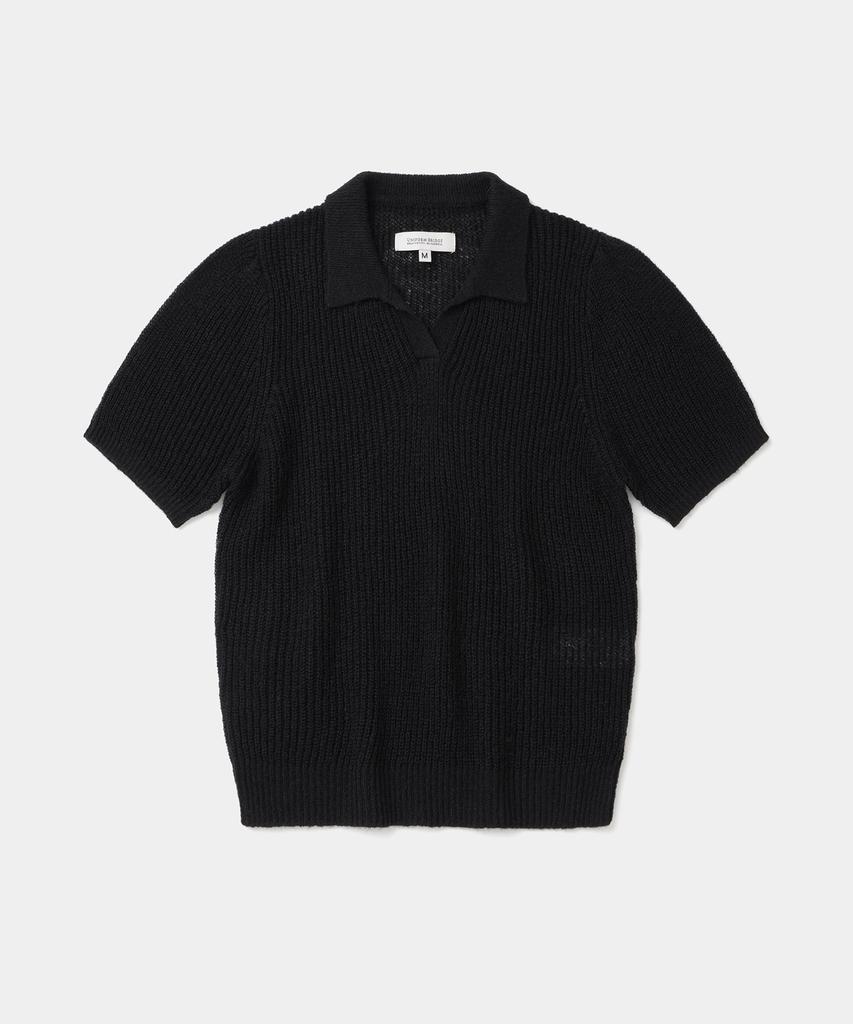 UNIFORM BRIDGE Вязаный поло с коротким рукавом Hairy S/S(женщины) черный