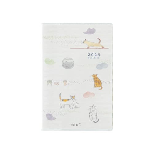 Midori Pocket Diary Notebook 2025 Mini Monthly Cat Pattern 22293006 (Starting from January 2025)