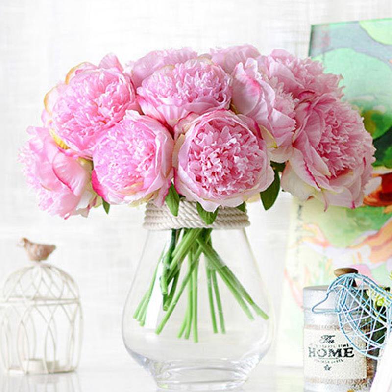 5 Head Big Peony Artifcial Silk Fake Flower Home Display Wedding Decor Bouquet