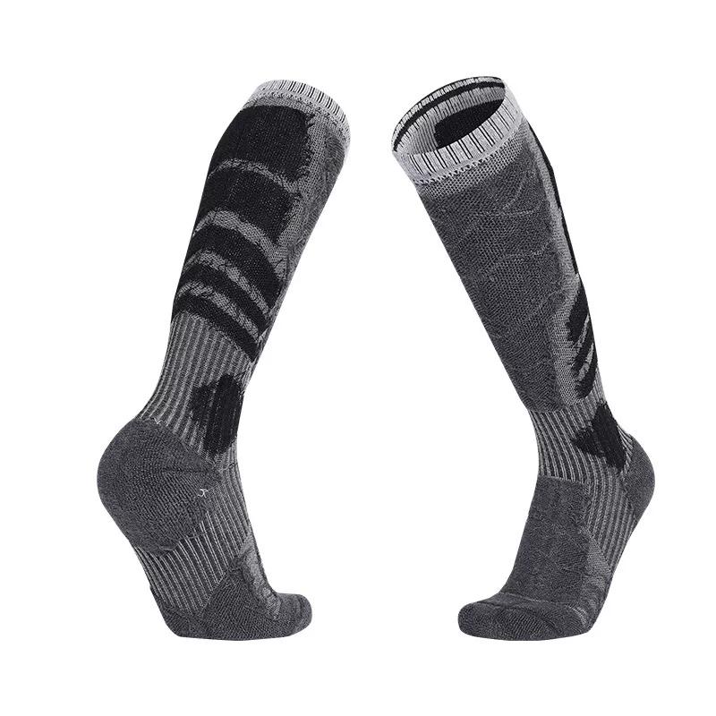 Men's Ski Socks for Outdoor Sports, Thick and Comfortable, with Towel Bottoms, Long Tube, Merino Wool, Sweat-Absorbent, Warm, for Single and Double