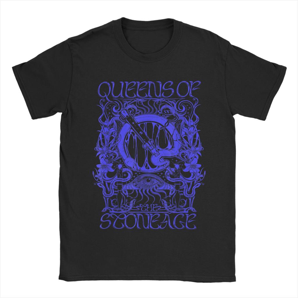 Funny Queens Of The Stone Age Illustrated T-Shirts for Men Round Neck Pure Cotton T Shirt Short Sleeve Tees Summer Clothes