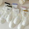 White Double Cuffs Socks Women's Autumn and Winter New Mid-tube Socks Cotton Socks Breathable Letter Socks Sports Women's Socks