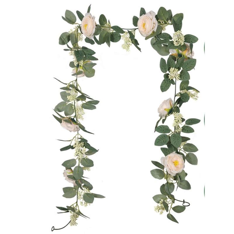 200 см Искусственные листья Цветочная зелень Искусственная гирлянда из камелий с листьями Шелковая камелия Лиана Украшения для Свадебной стены Сада Домашняя вечеринка Декор