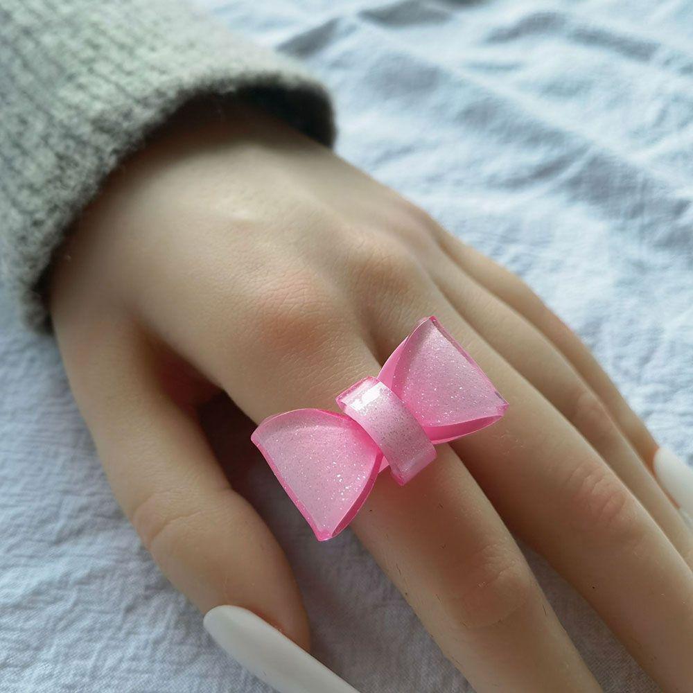 Geometric Sweet Resin Casual Women Girls Korean Style Ring Fashion Jewelry Bow Ring Finger Ring