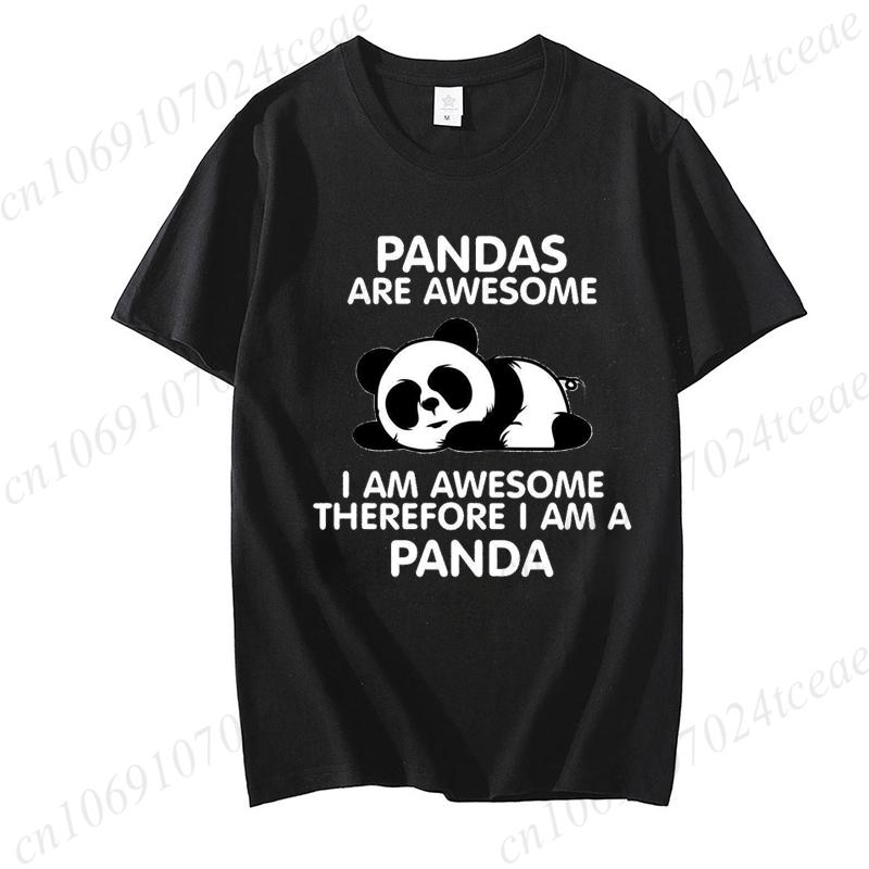 Pandas Are Awesome Print Women T-shirt Casual Tshirt Summer Lazy Panda Animal Graphic Fashion Female Tee T Shirts Woman Clothing