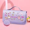 Creative Double-Layer Large Capacity Handheld Pencil Case for Girls - Cute and Simple Design for Primary School Students