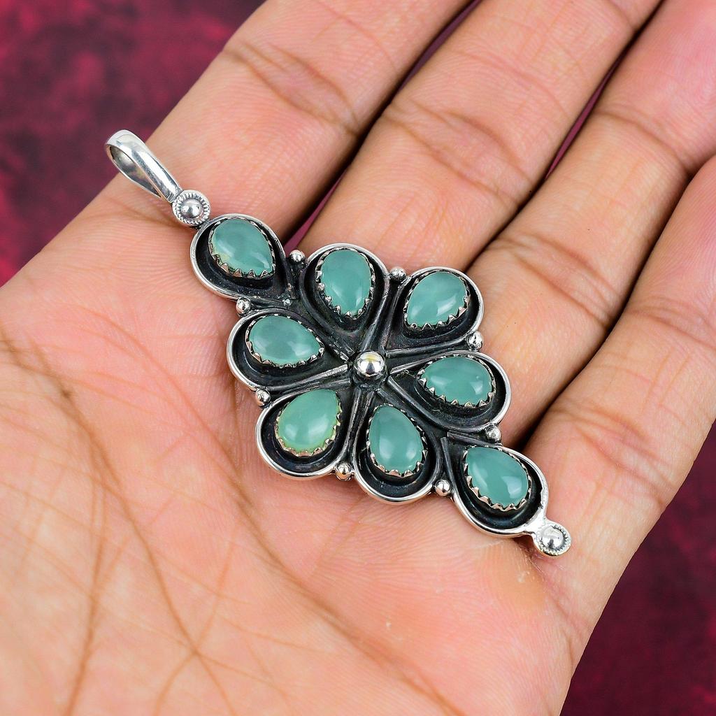 Аква Халцедон, Танзанит 925 цельный стерлинговый серебряный драгоценный камень ювелирные изделия, подвеска ручной работы, на День памяти