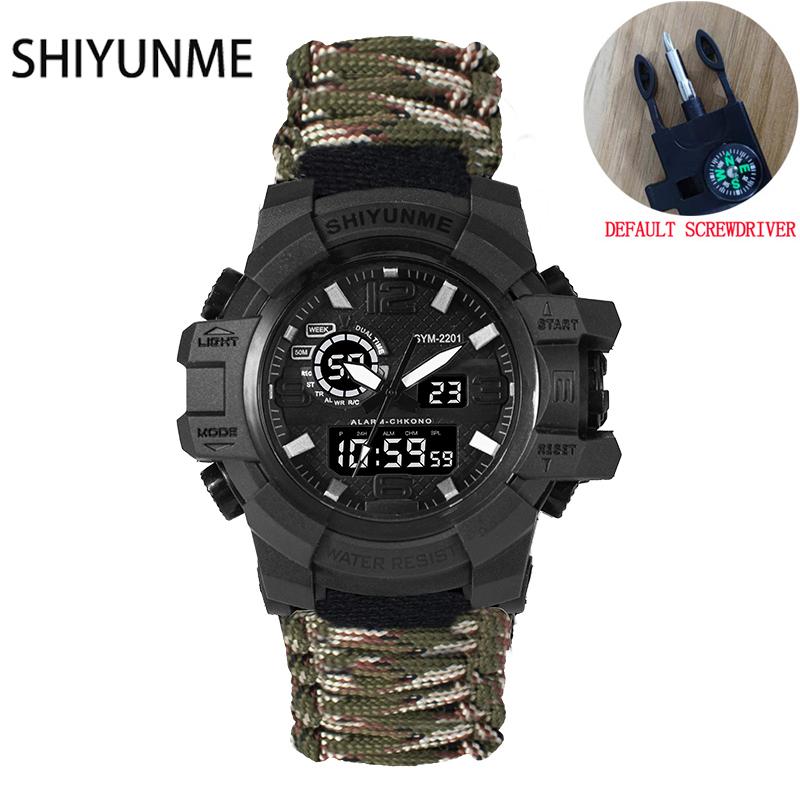 Мужские военные часы SHIYUNME G-Style Водонепроницаемые с хронографом, светодиодным электронным компасом, для активного отдыха, мужские часы Relogios Masculino