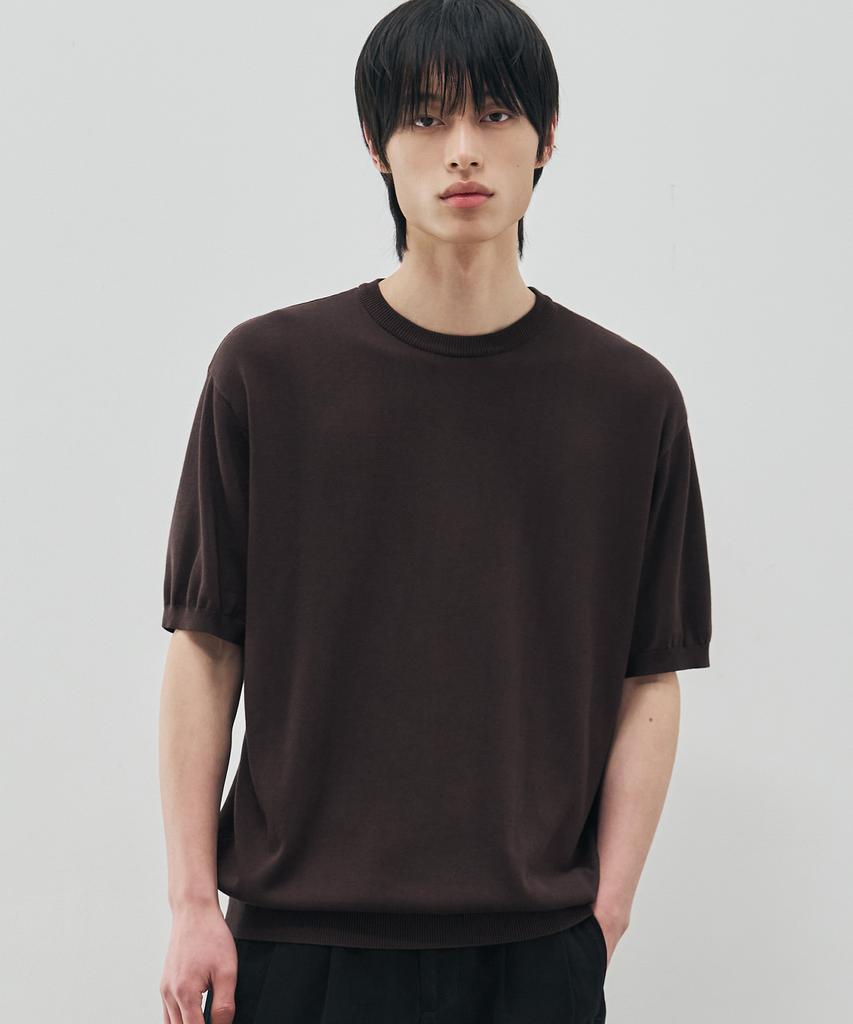 DRAW FIT Cooling Modal Half Round Knit [Brown]