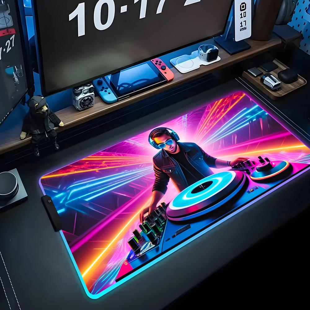 Коврик для мыши DJ RGB Игровой коврик для мыши Большой светодиодный коврик Настольный коврик для ПК Светящийся коврик для мыши Большие коврики для клавиатуры Настольный ковер с подсветкой