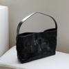 Genuine Leather Woven Tote Bag Women Large Capacity Laptop Commuter Shoulder Soft Full-Grain Cowhide Cherry Black