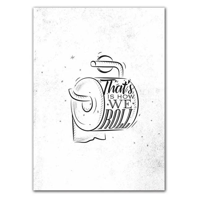 Туалет Цитата Картина Ванная Комната Стены Искусства Холст Картины Плакаты Печать Мода Черно-Белый Туалет Настенный Декор Кисть Декор Картина