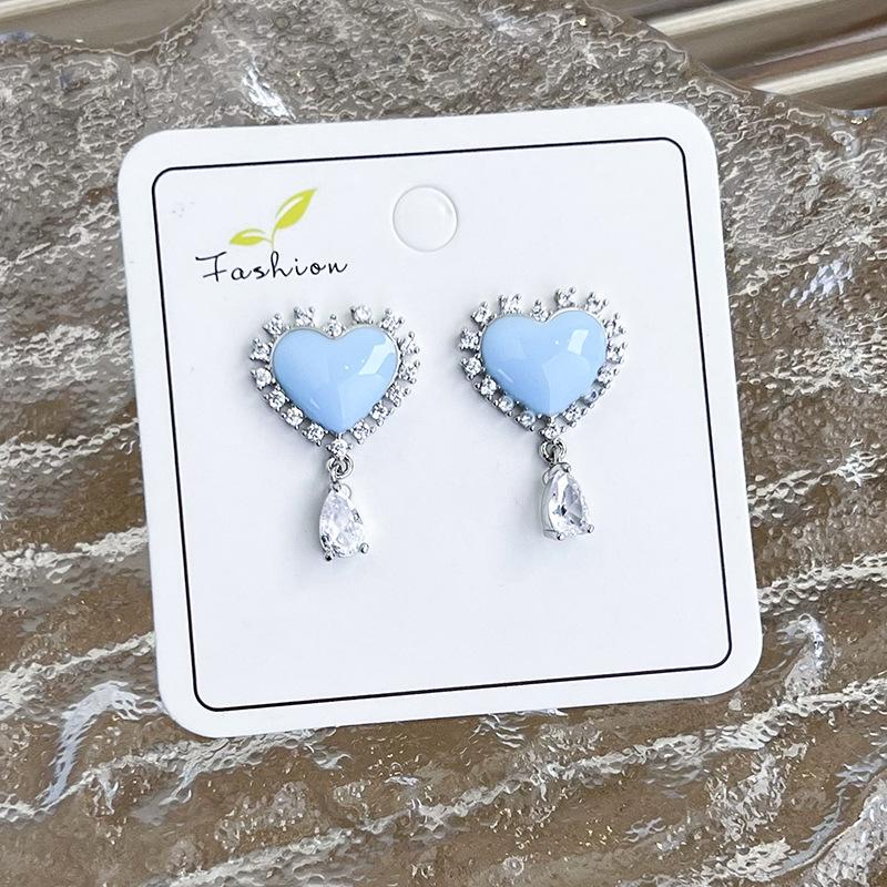 Свежие светло-голубые серьги, геометрические серьги, темперамент, сетка, красные модные шпильки, новая модная женщина