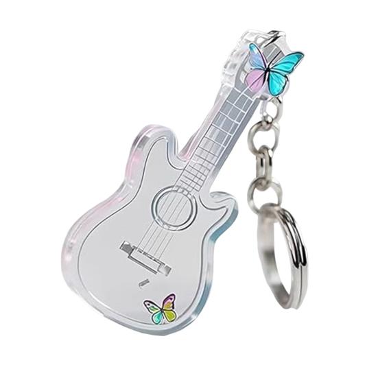 1/5 шт. Розовый брелок для ключей в виде гитары, 2D мини-подвеска в виде гитары, брелок для ключей, символ музыкальной мечты, кулон для сумки/кошелька, декор для салона автомобиля