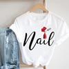 Unisex Summer Fashion Tshirt Short Striped Make Up Printing Spring Sleeve Lady Print Tee Top FeUnisex Clothing Casual Graphic T-shirt