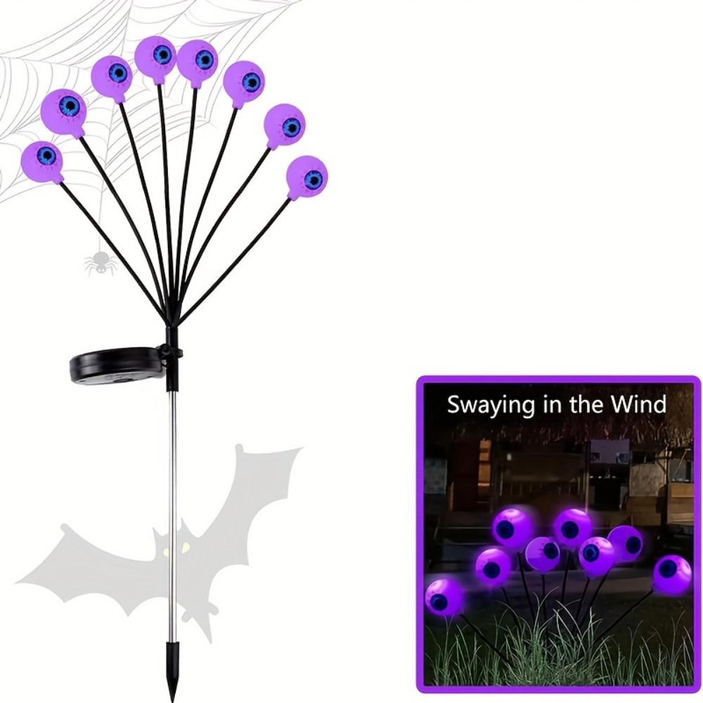 Ужасающий глазное яблоко Солнечный садовый светильник Хэллоуин Украшение Уличные качающиеся светлячки, Призрачные огни Солнечные для газона, террасы, украшения для вечеринки