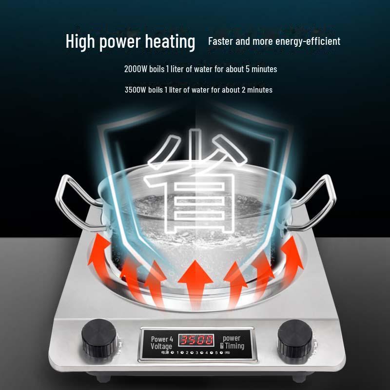 Concave 5000W High-Power Induction Stove: Commercial Stir-Fry, Stainless Steel, Multifunctional Electric Ceramic Cooker