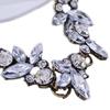 Women Party Luxury Crowd Clear Rhinestone Flower Bronze Choker Bib Necklace