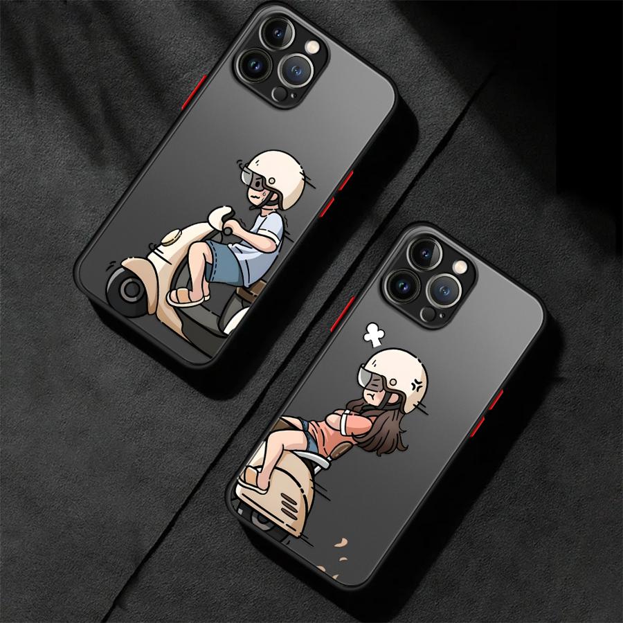 Мультяшный Милый Чехол для Пары для iPhone 17 Pro Max Air 16 Plus 7 8 SE 14 15 13 Mini 11 12 XS XR Чехол Задняя Крышка Телефона