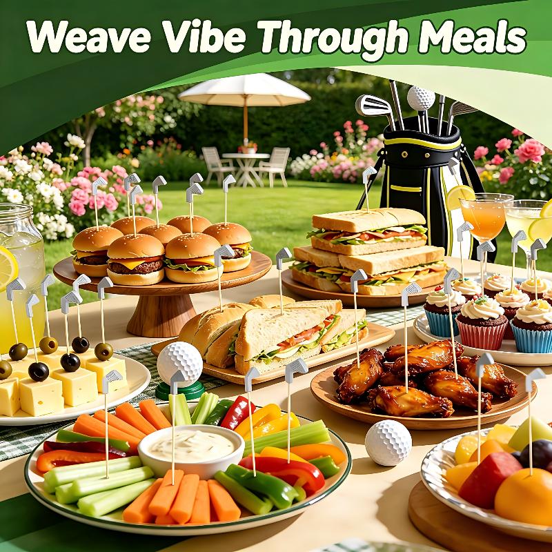 Golf Cocktail Picks 4.7 IN Appetizer Toothpicks Wooden Fancy Skewer for Fruit Sandwiches Party Decor