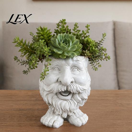 Decorative Face Planter Flower Pot, Head Funny Shape Weather-resistant Statue, Cute Resin for Indoor Outdoor Plants Garden Decorations Artistic