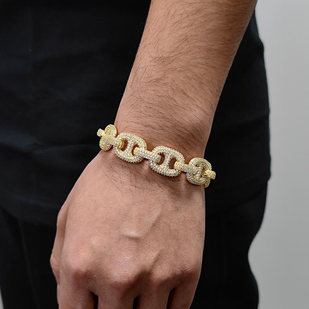 16мм Инкрустированный Цирконами Браслет Кофейное Зерно Цирконий Модный Женский Мужской Рэперский Ювелирное Изделие Новый Дизайнерский Кубинский Звеньевой Браслет