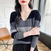 Sweater for Women Autumn Winter Thickened Warm Knitted Stretchy Long Sleeve V-neck Tops