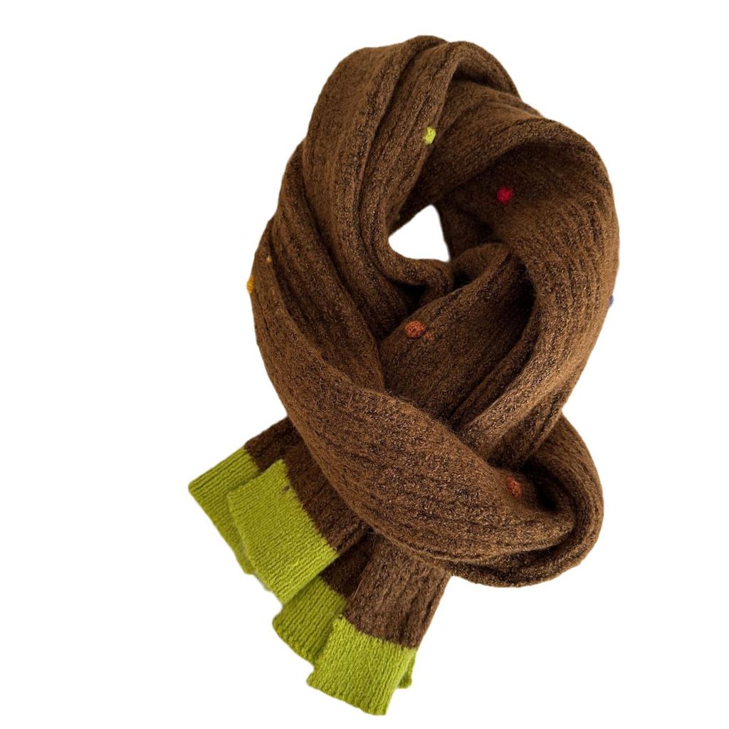 Solid Color Knitted Scarf for Women Winter Soft Student Couple Knitted Scarf