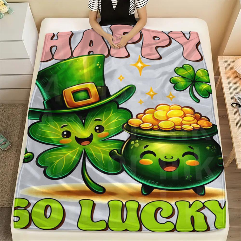 1PC Leprechaun poster Print FlAannel Blanket, High quality Comfortable for All Seasons, Home Decor, Warmth and Comfort