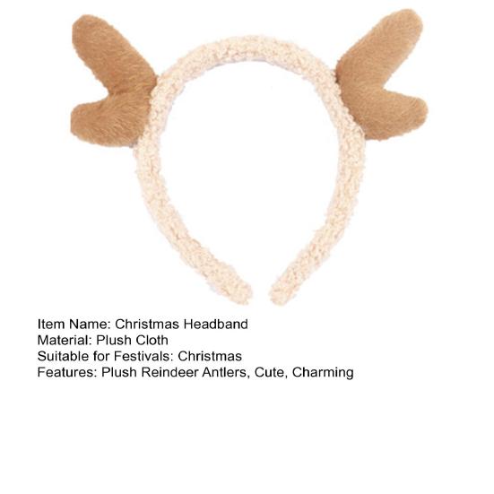 Christmas Headband Plush Reindeer Antlers Headband Holiday Costume Accessories for Christmas Party Favors Photo Booth Props