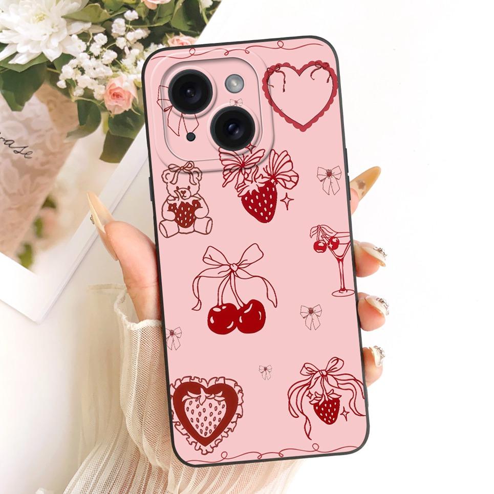 Daisy Bow Pattern Butterfly Flower Cherry Back Cover For iPhone 14 Pro Max Phone Case Soft Silicone Casing On iPhone14 14Plus
