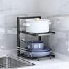Kitchen Pot Rack Versatile Kitchenware Organizer Adjustable Multi-layer Pot Storage Rack with Strong Load-bearing for Under-sink