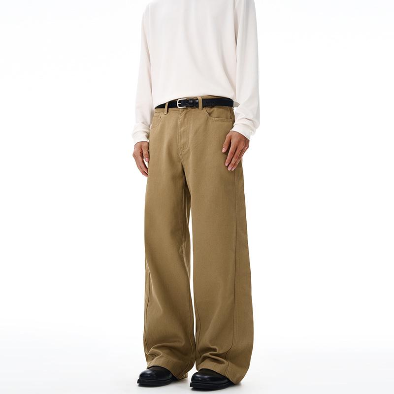 LKTM Американский Ретро Унисекс Брюки А-силуэта из Чистого Хлопка - Высококлассный Чистый Крой в Пол