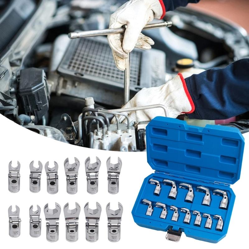 Набор гаечных ключей с гибкой головкой для фитингов, прецизионно обработанные губки, подходит для надежного захвата, инструмент для ремонта тормозной трубки автомобиля