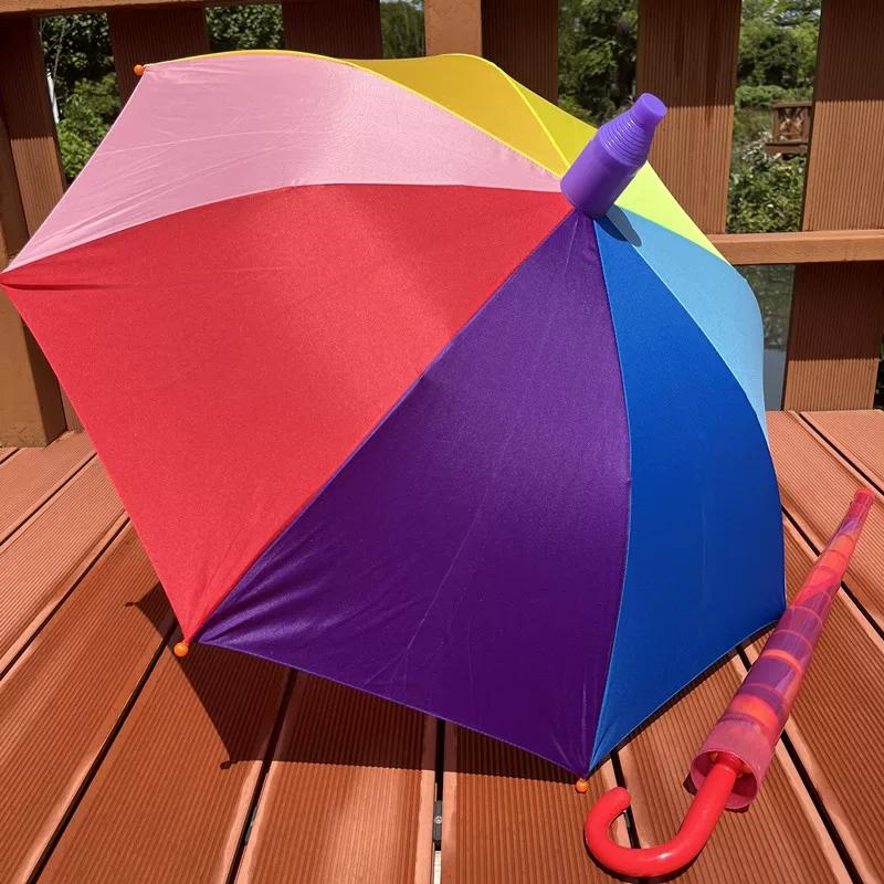 Aisha Children's Umbrella Automatic Boys and Girls Large Kindergarten Cute Princess Primary School Baby Straight Handle Sunny Umbrella