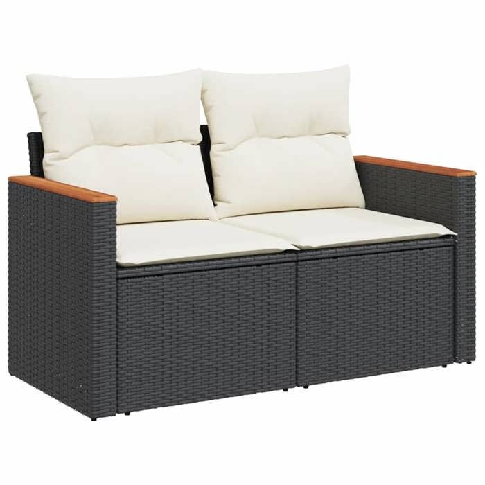 VidaXL Salon de Jardin avec Coussins 12 pcs, Canapés de Terrasse, Ensemble de Meubles de Patio, Mobilier d'Extérieur, Noir 3226581