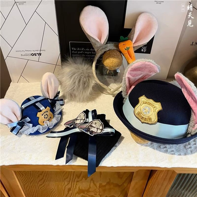 Кроличья шляпа полицейского, детский головной убор в виде мультяшного кролика, юбка Лолиты, украшение, милая шляпа Джуди
