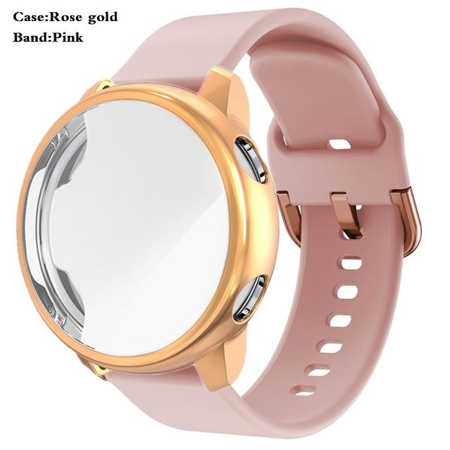 Ремешок + чехол для Samsung Galaxy Watch Active 2, 44 мм, 40 мм, Active, полное покрытие, силиконовый ремешок для умных часов, браслет, бампер из ТПУ