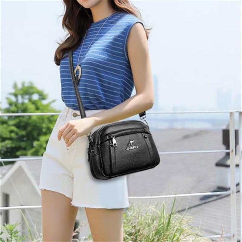 Женская сумка через плечо, водонепроницаемая, однотонная, квадратная, наплечная сумка, трехслойная застежка-молния, кошелек для телефона для женщин