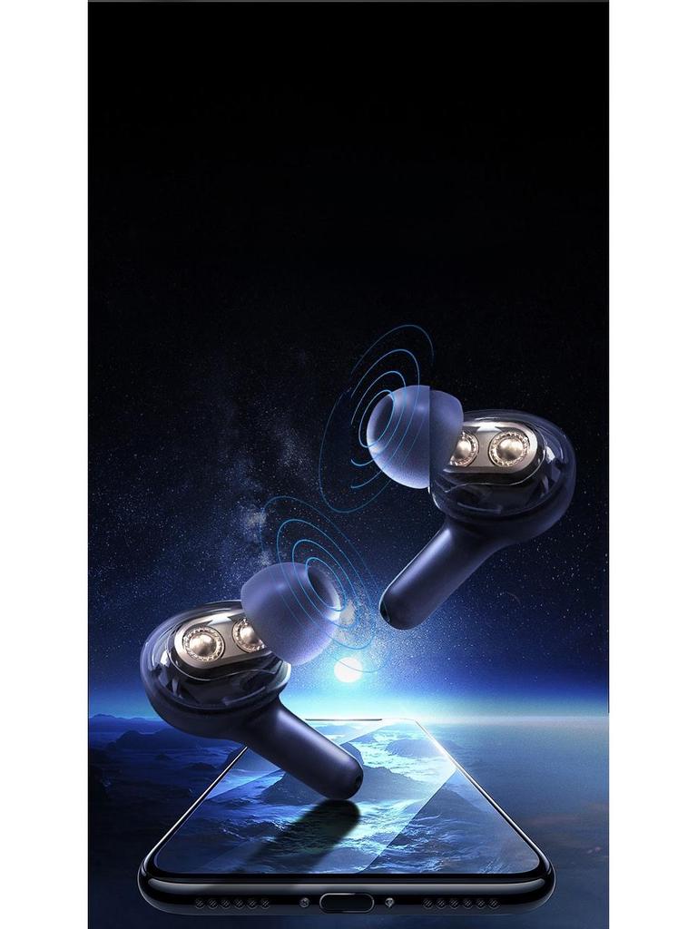 T22 TWS Bluetooth Headset: Dual Dynamic Coils, Four Speakers, Display Screen, Heavy Bass Sound