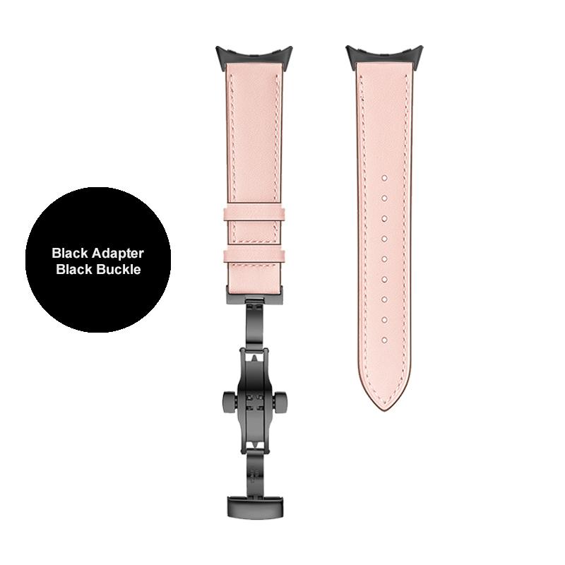 Кожаный ремешок с бабочкой для Google Pixel Watch Band Pixel Watch Ремешки для часов Браслет С адаптером (Серебристый/Черный/Розовое золото)
