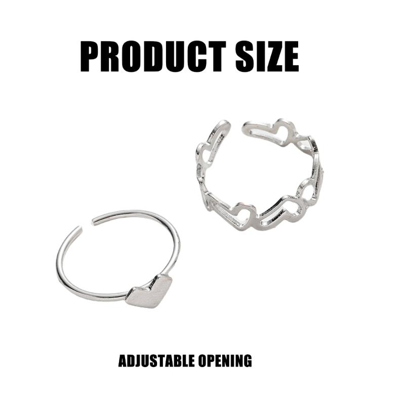 Набор из 2 элегантных колец с вырезом в форме сердца, модные полые кольца, регулируемые открытые кольца для свиданий, вечеринок и повседневных нарядов